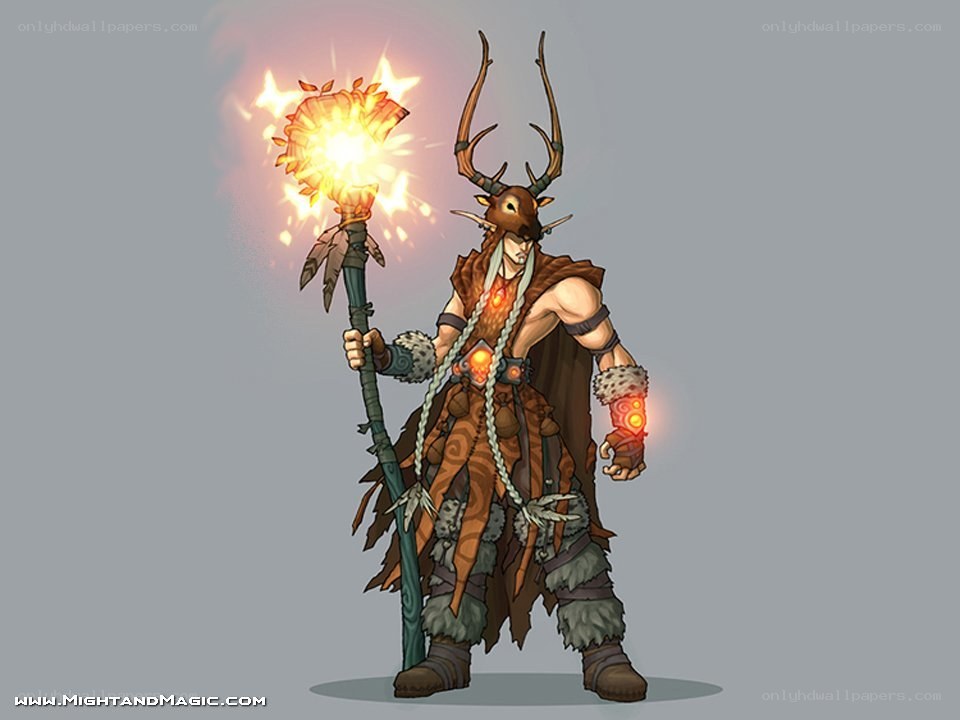 Deer-headed mage with staff