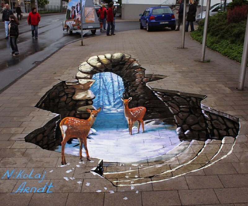 Deer in 3d Street Art