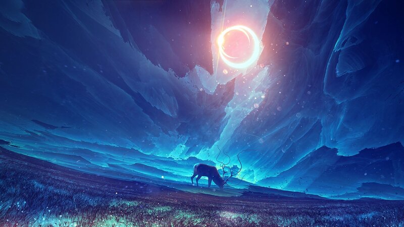 Deer in a Cave — Blue