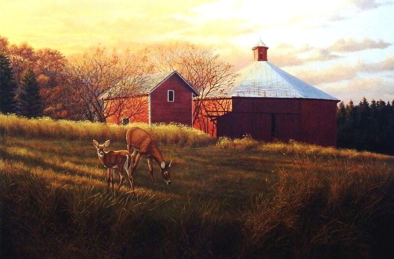 Deer in a Field — Red