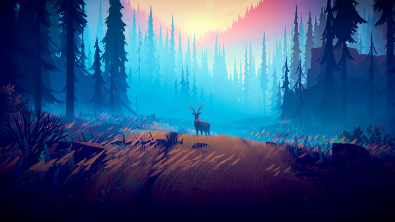 Deer in a Forest — Blue, Serene