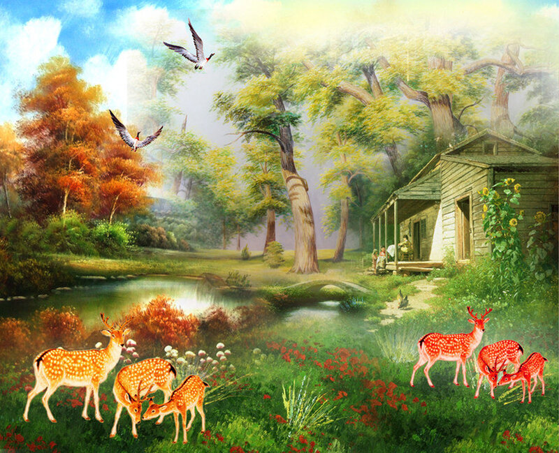 Deer in a Forest — Green, Serene, Afternoon