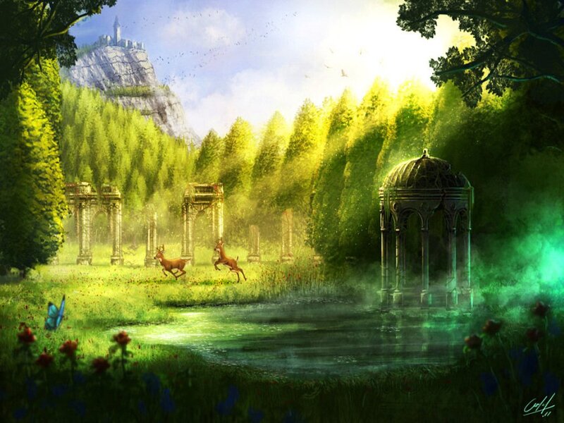 Deer in a Forest — Green, Serene, Morning