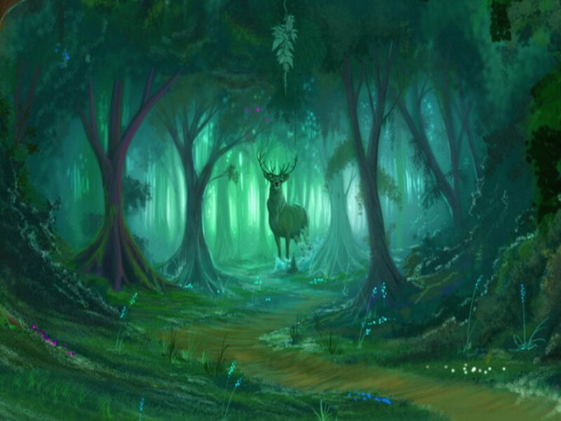 Deer in a Forest — Green