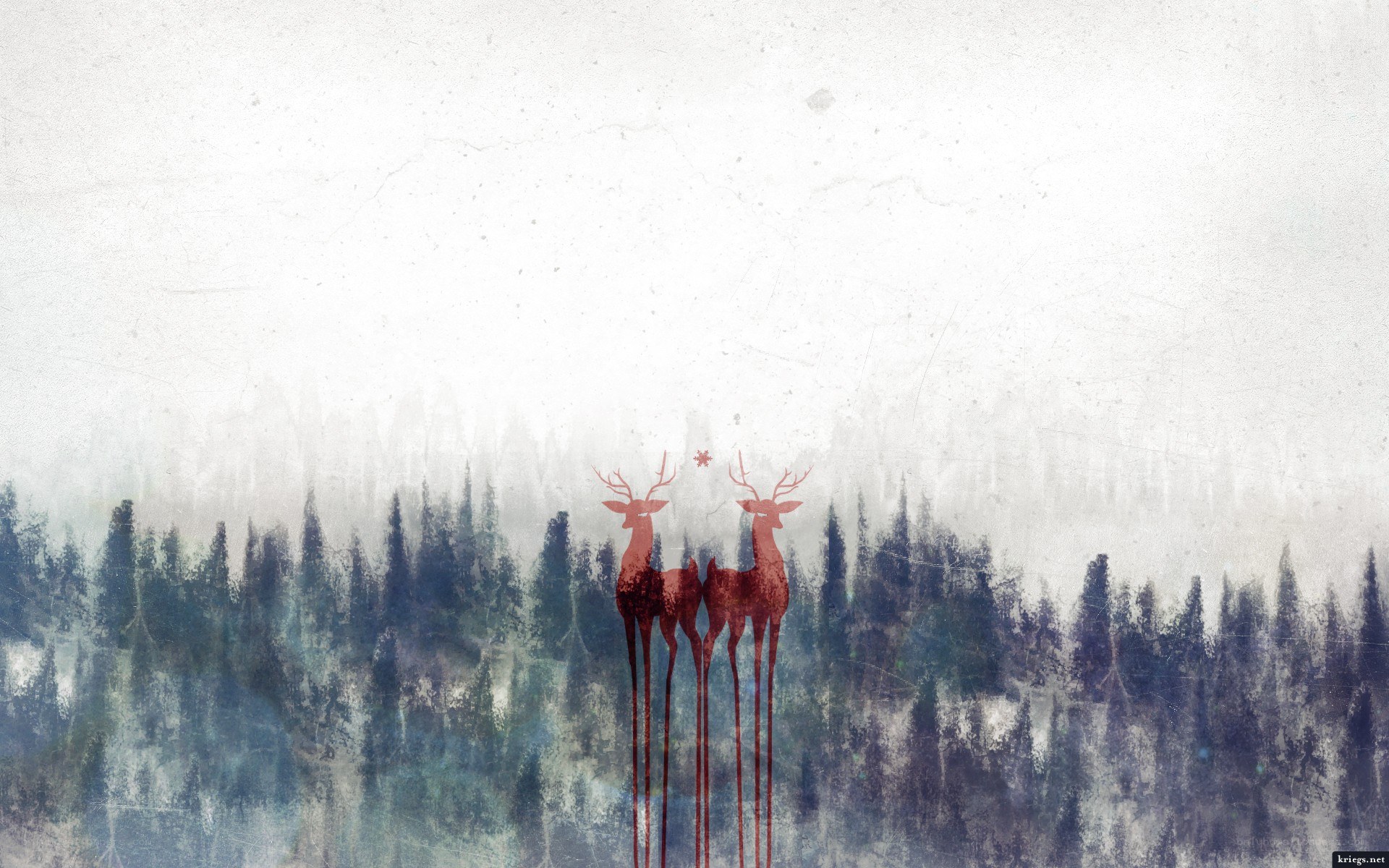 Deer in a misty forest