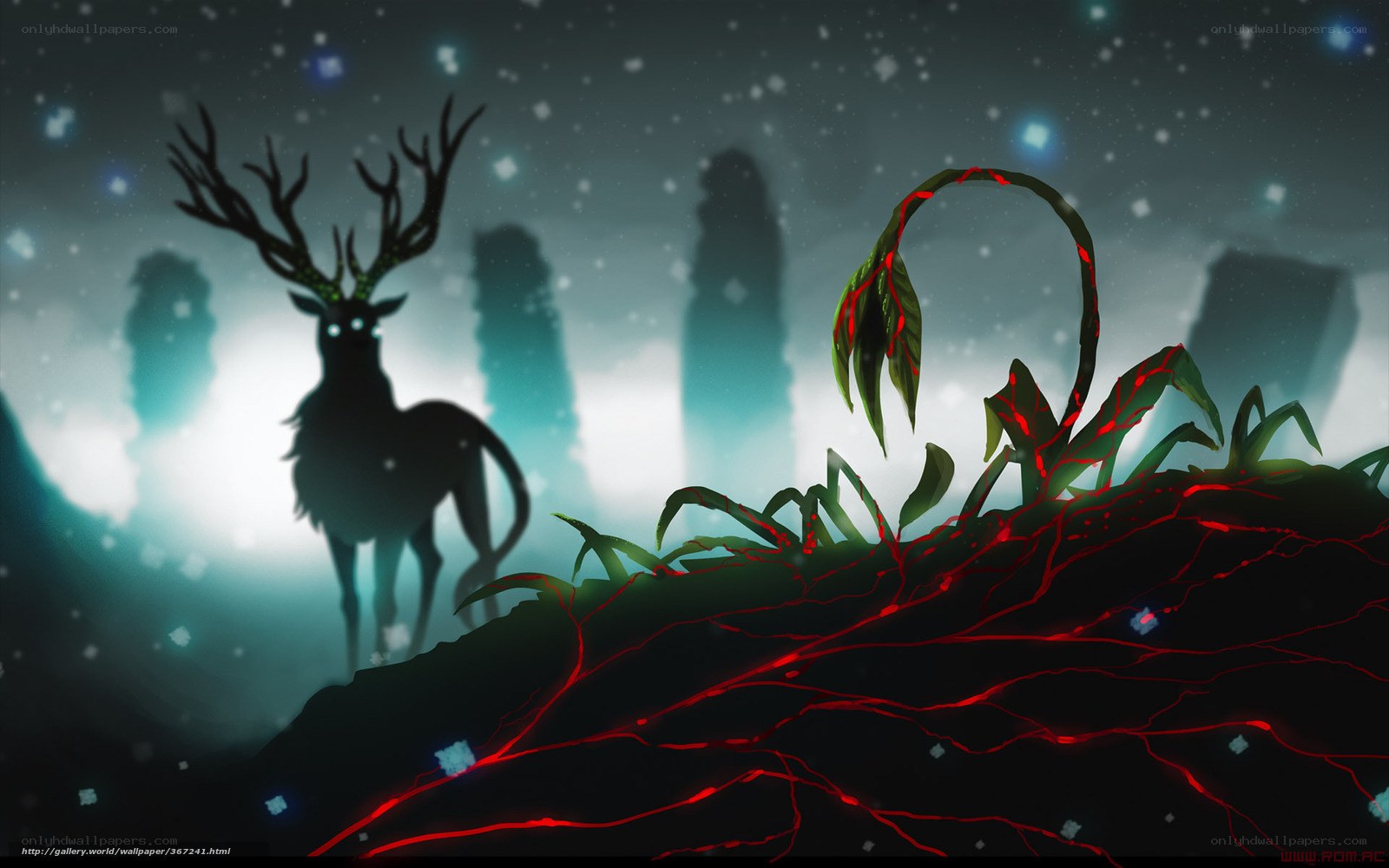 Deer in a mystical forest