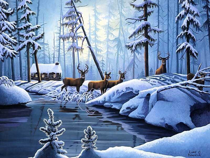 Deer in a snowy forest