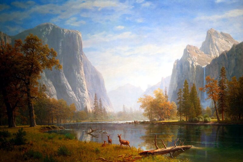 Deer in a Valley — Blue, Serene