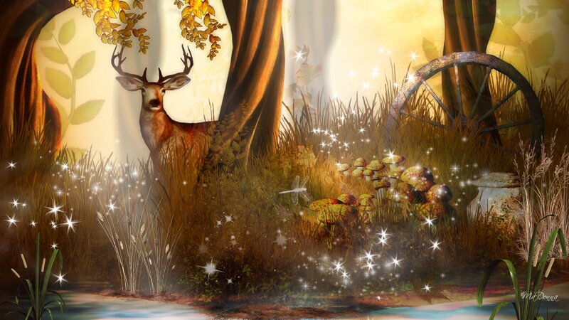 Deer in Autumn Forest — Brown
