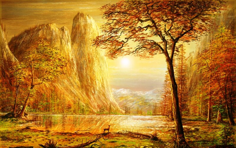 Deer in Autumn Forest — Orange, Serene, Sunset
