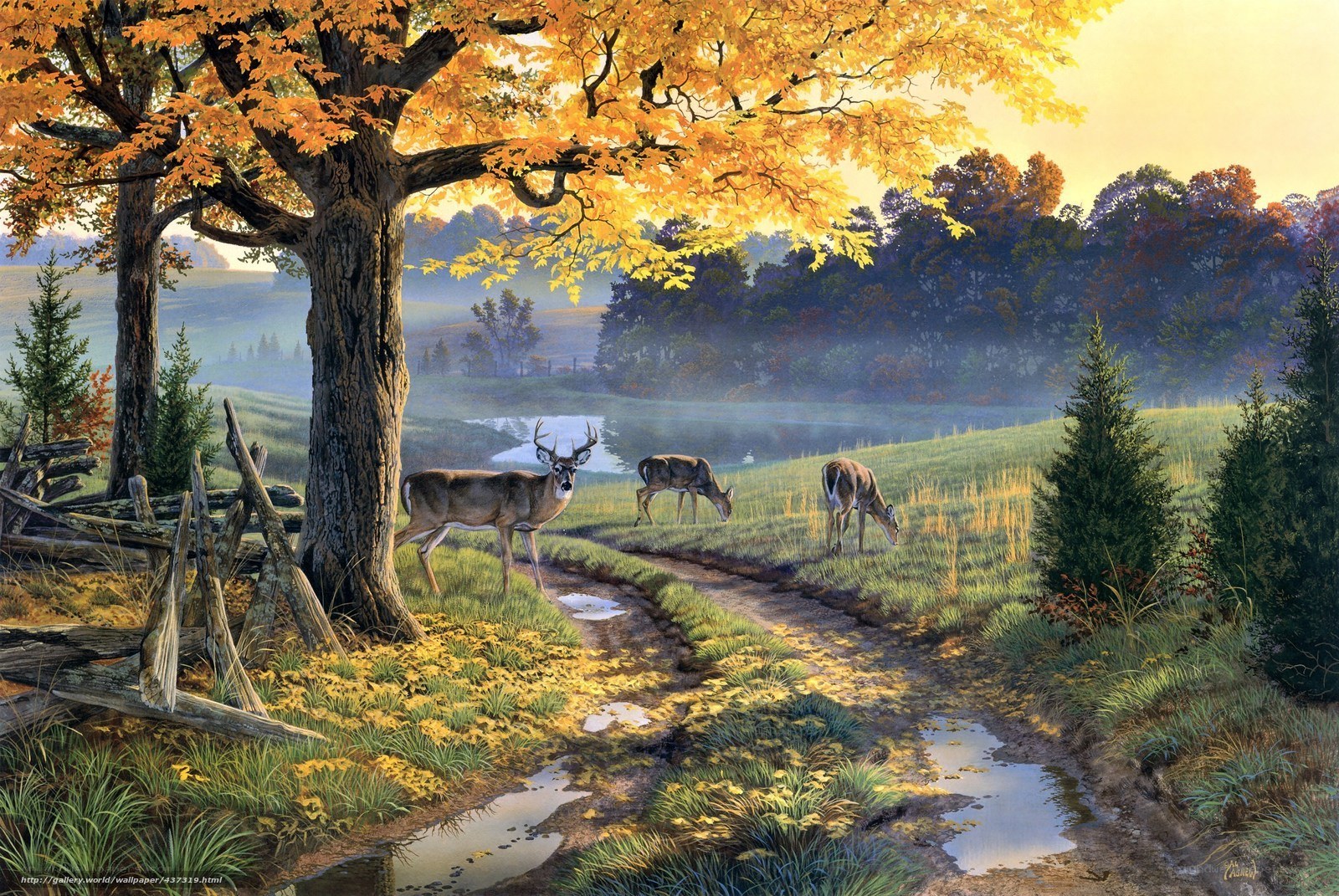 Deer in Autumn Landscape