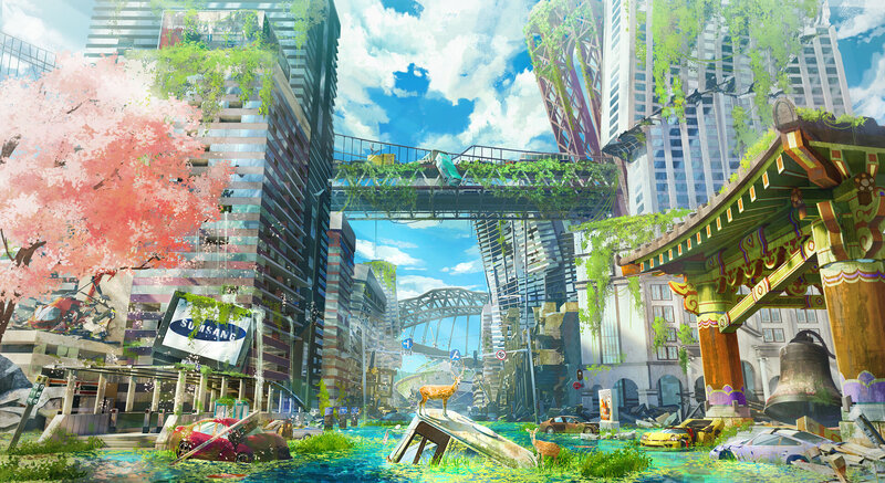 Deer in Flooded City