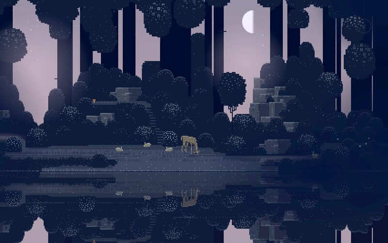 Deer in Forest — Blue, Serene, Night
