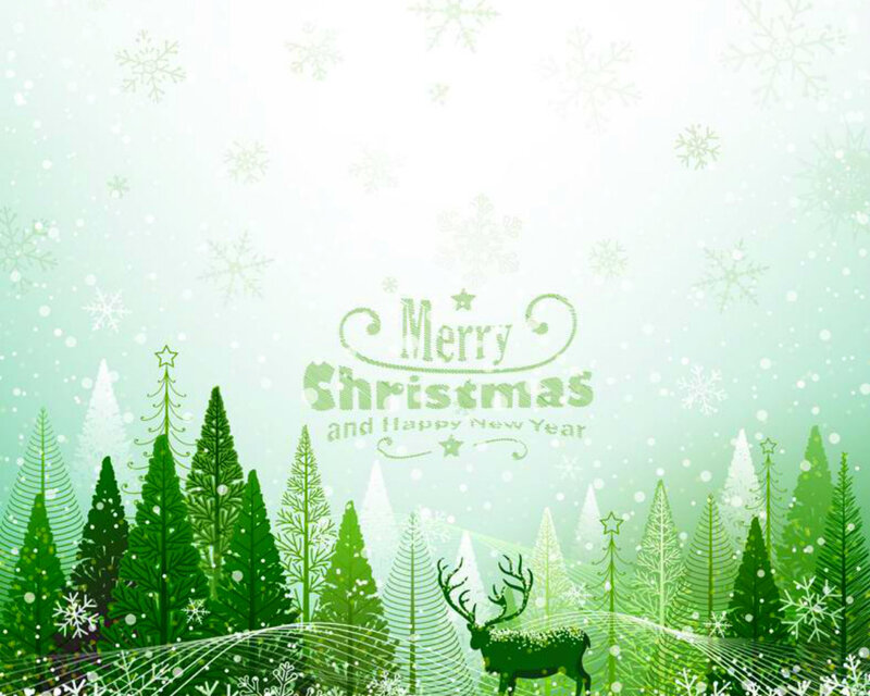 Deer in Forest — Green, Festive