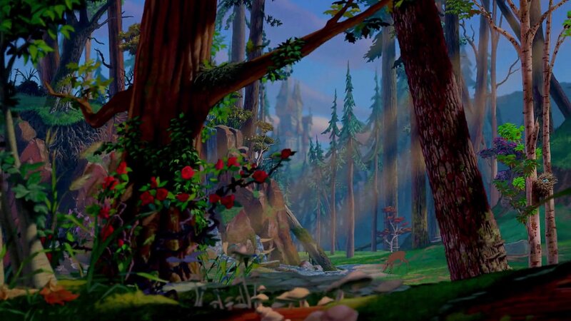 Deer in Forest — Green, Serene, Morning, Illustration