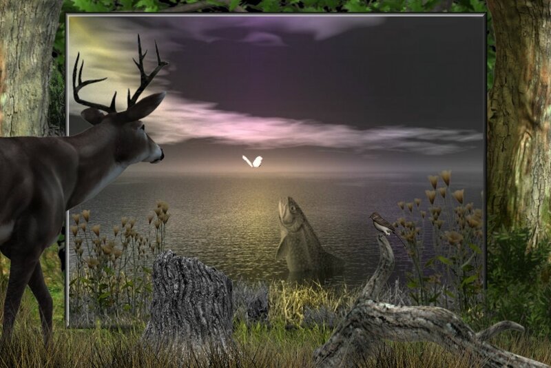 Deer in Forest — Green, Serene, Sunset