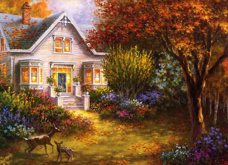 Deer in Garden — Orange
