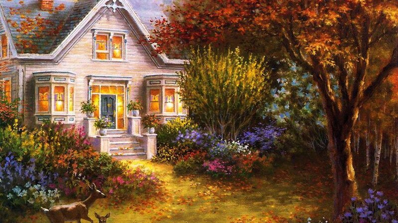 Deer in Garden — Yellow, Serene