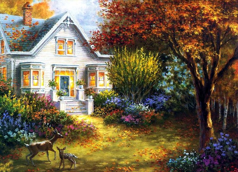 Deer in Garden — Yellow