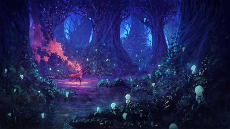 Deer in Glowing Forest
