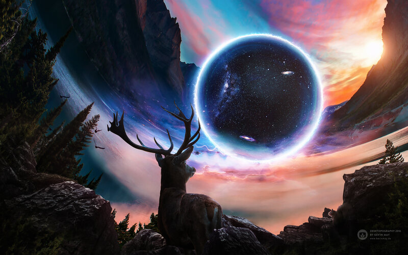 Deer in Mountain Landscape — Blue, Dramatic