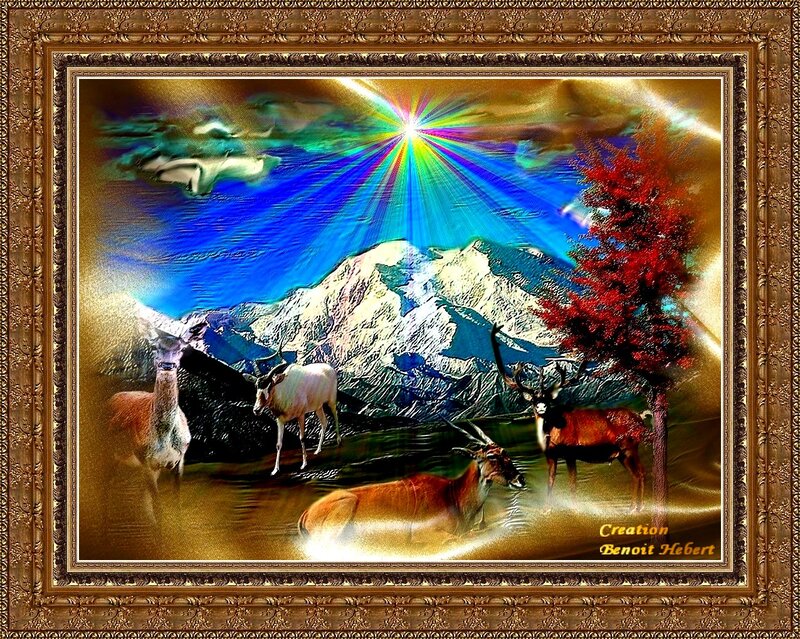 Deer in Mountain Landscape — Blue