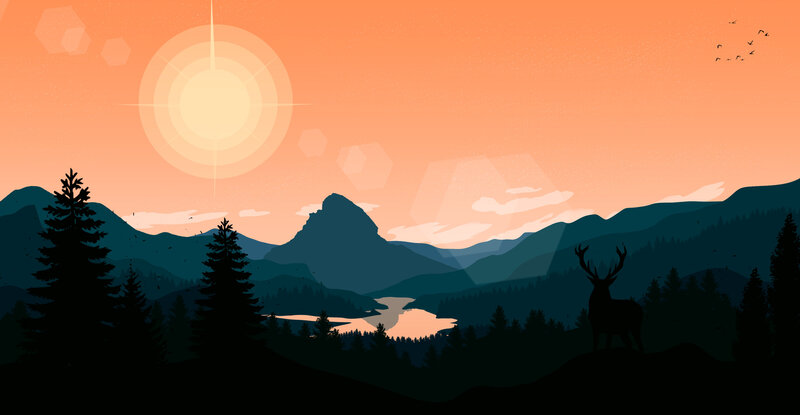 Deer in Mountain Landscape — Orange