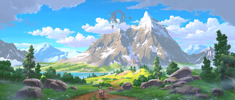 Deer in Mountain Valley — Blue