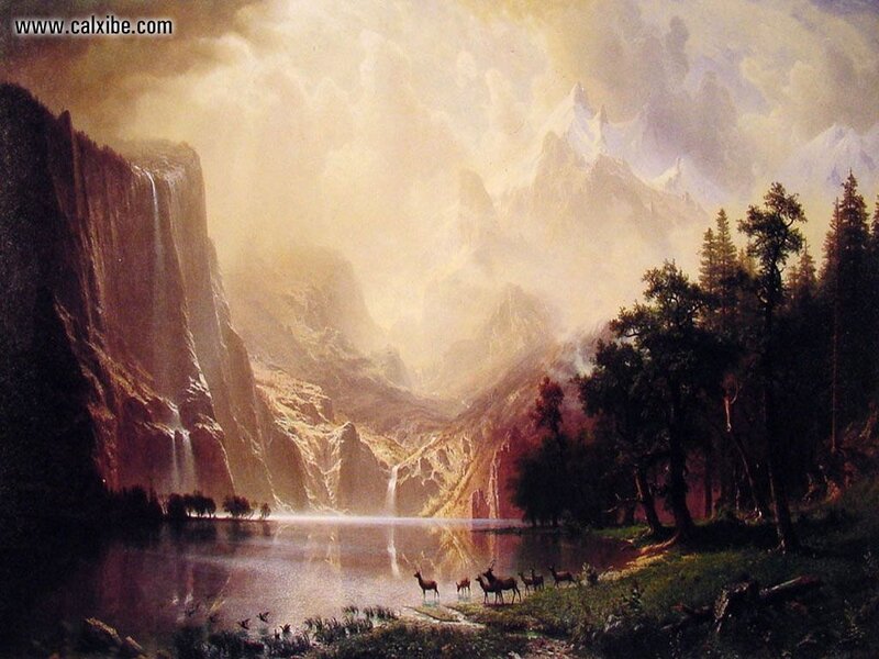 Deer in Mountain Valley — Brown, Dramatic, Sunrise