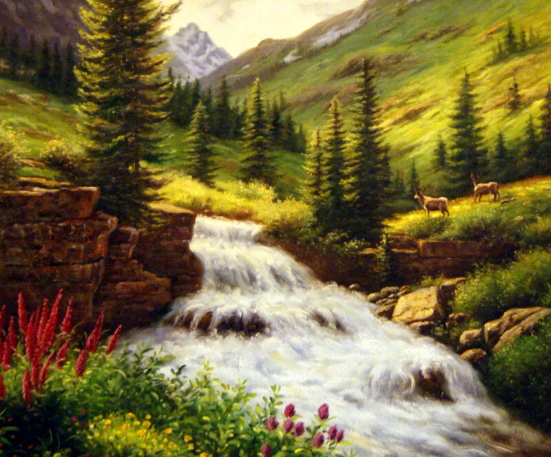 Deer in Mountain Valley — Green