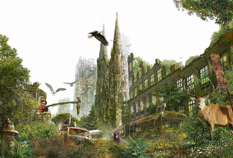 Deer in Overgrown City