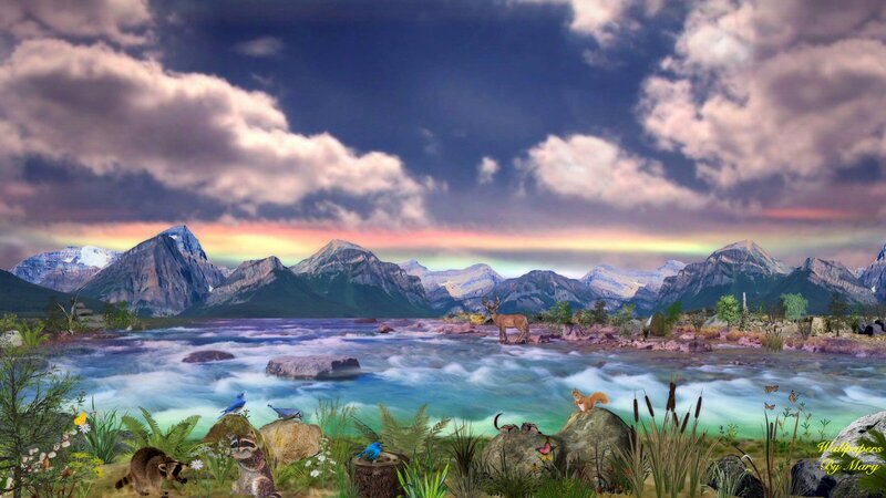 Deer in River Landscape