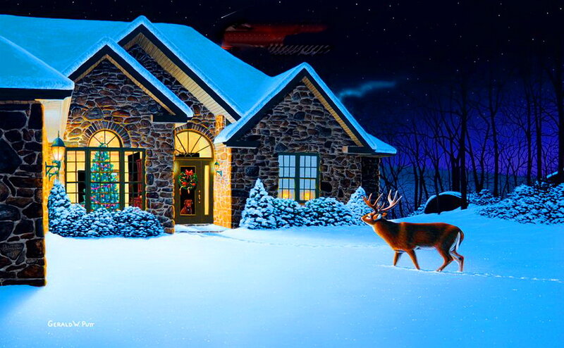 Deer in Snow — Blue