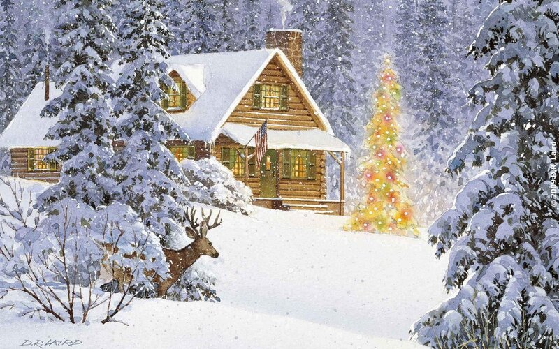 Deer in Snow — White, Peaceful