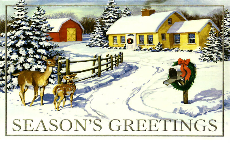 Deer in Snow — White, Peaceful, Winter, Illustration