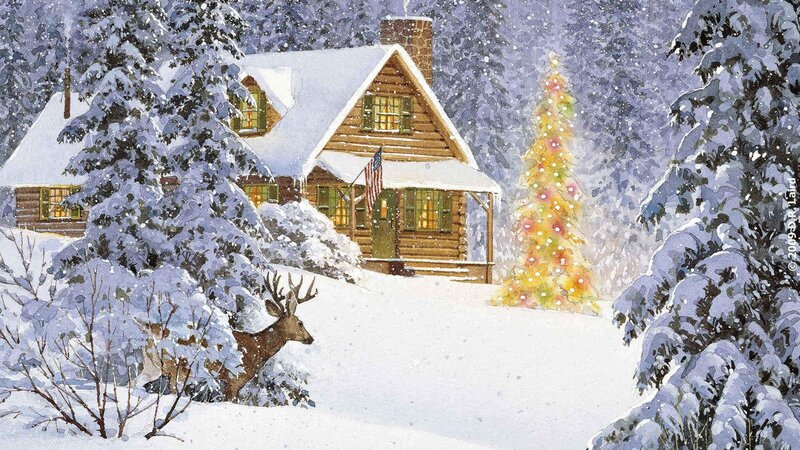 Deer in Snow — White, Peaceful, Winter