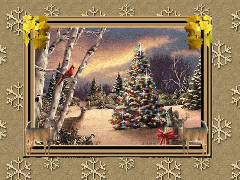 Deer in Snowy Forest — Brown
