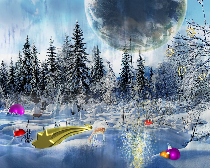 Deer in Snowy Forest — White, Magical