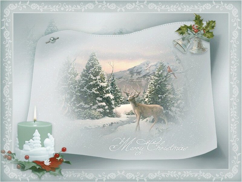 Deer in Snowy Landscape — White, Serene, Winter, Digital Art