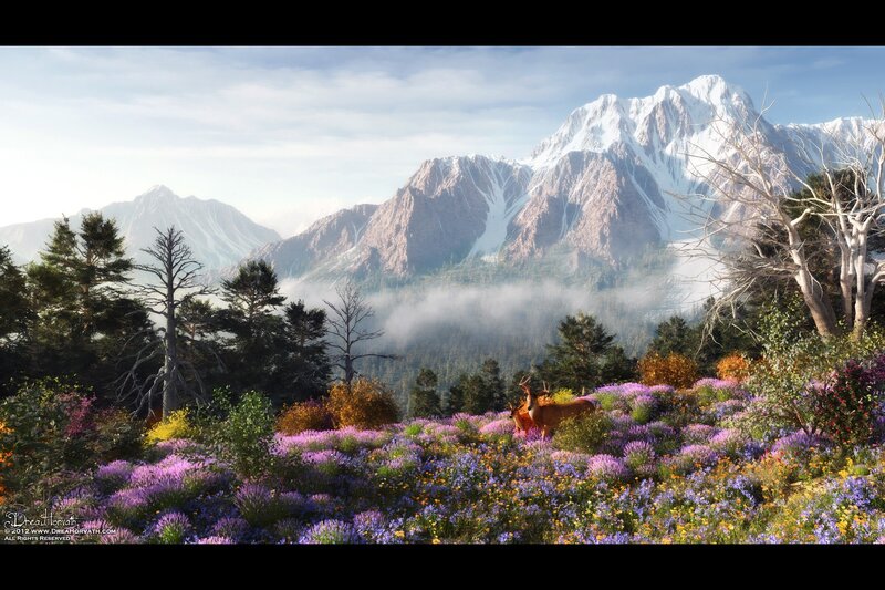 Deer in Wildflowers — Purple