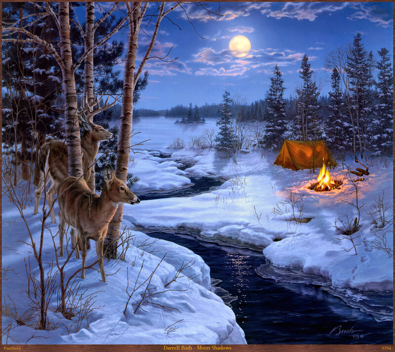Deer in Winter Forest — Blue