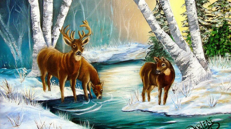 Deer in Winter Forest — Brown