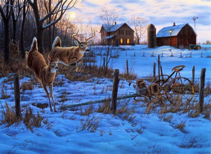 Deer Jumping Fence — Blue