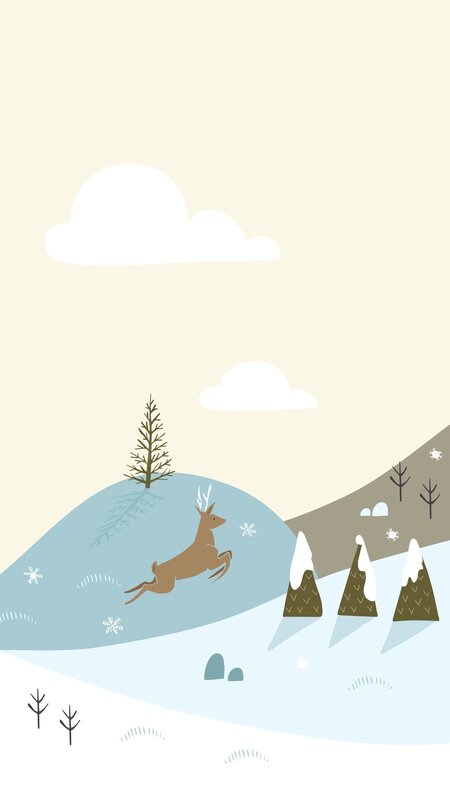 Deer Jumping in Snow — White