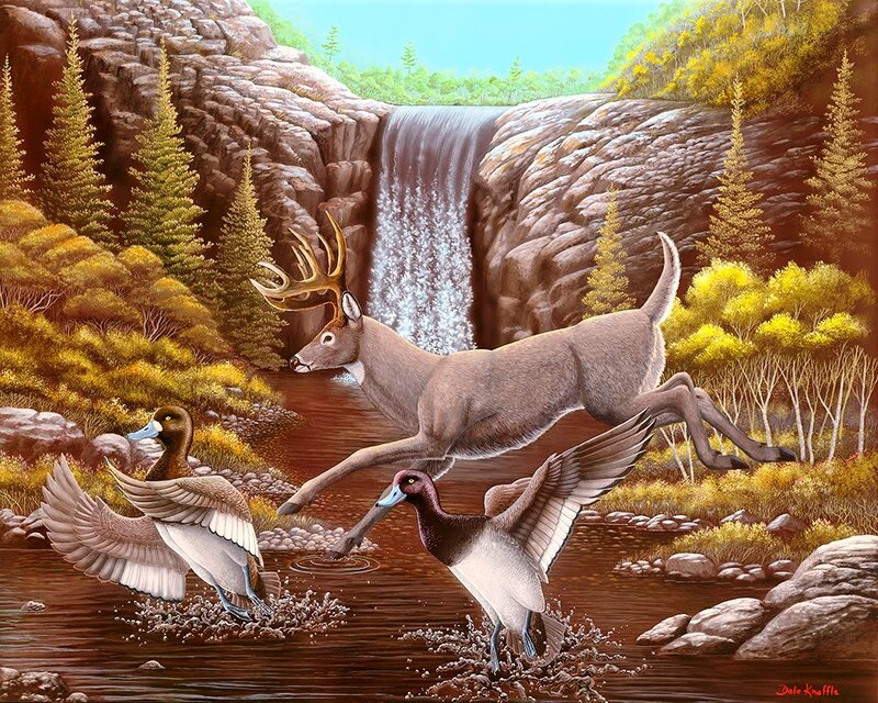 Deer Jumping over Stream