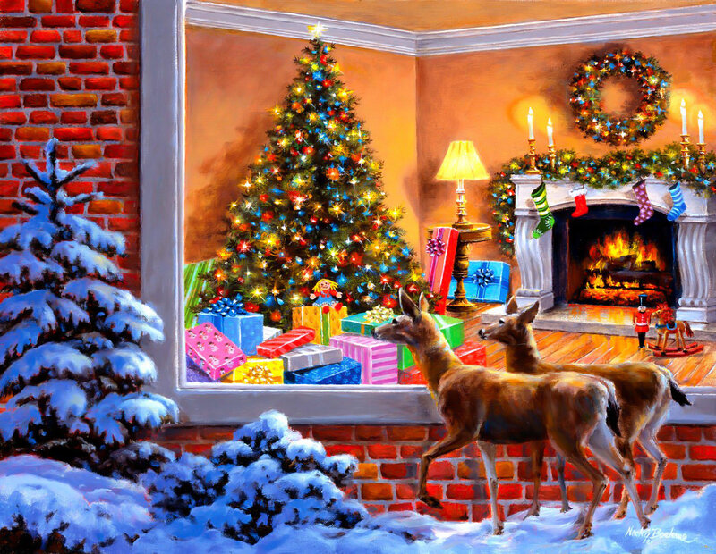 Deer Looking at Window