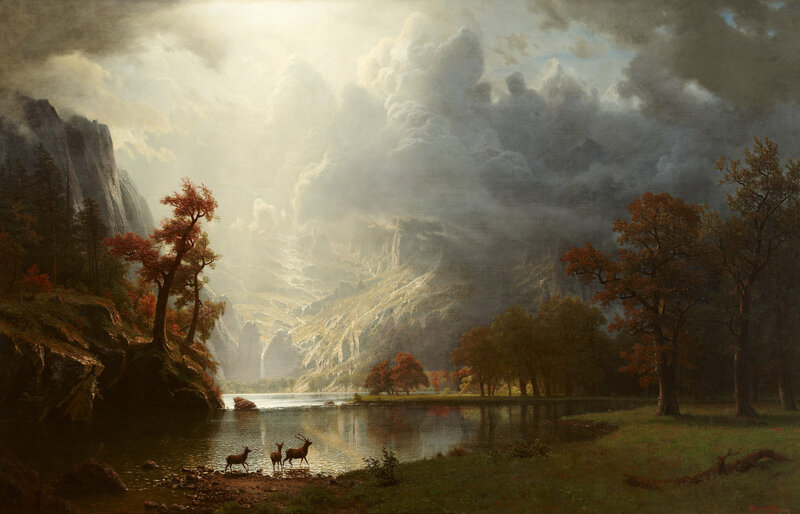 Deer Near a Lake — Green
