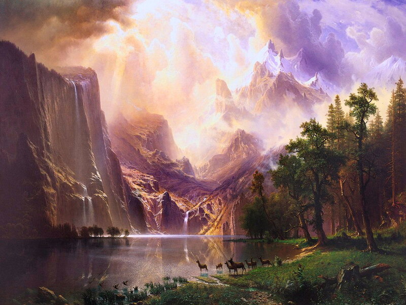 Deer Near Lake — Purple