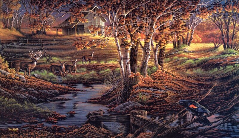 Deer Near Stream — Orange