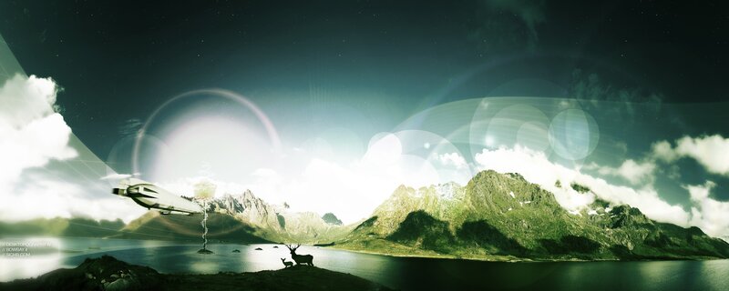 Deer on a Cliff — Green, Serene